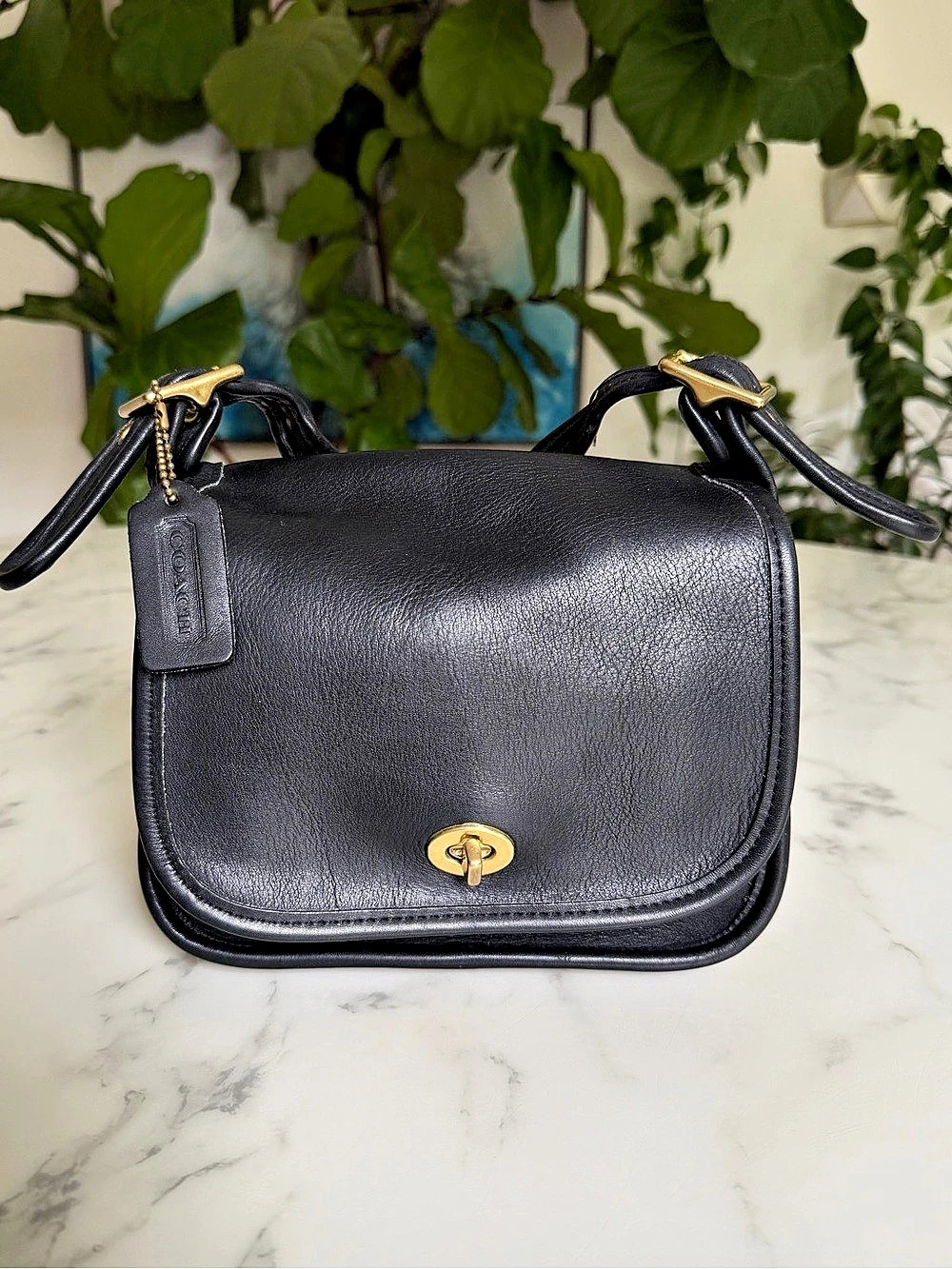 Coach Vintage Legacy Small Flap Turnlock Leather Crossbody Bag 9965 Black 90s